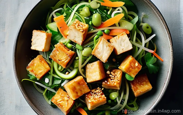 채식 요리에 적합한 세계의 샐러드 조합 - **Vibrant Mediterranean Greek Salad with Plant-Based Feta:**
    A visually appealing, brightly lit ...