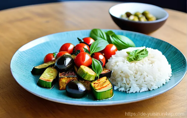 채식 요리의 즐거움  새로운 요리법 배우기 - **Prompt 1: "A bright, naturally lit kitchen scene, showcasing a person (early 30s, female, wearing ...