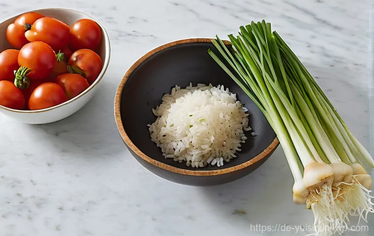 아시아 채식 요리  토마토 소스 볶음밥 레시피 - **Prompt:** A dynamic shot capturing the "magic in the pan" – fresh vegetables and cold day-old rice...