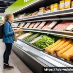 Home 22 채식용 대체 육류 글로벌 트렌드 분석 - **Prompt 1: The Modern German Supermarket Aisle of Plant-Based Delights**
A wide, eye-level shot...